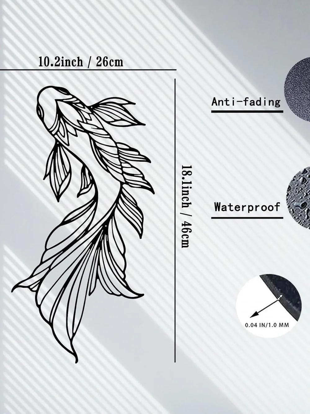 Black Koi Fish Wall Art - Minimal Metal Outline Decor Set of 2